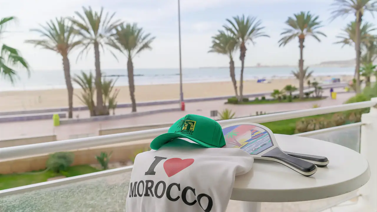 Balkon z widokiem na plażę w Agadir Beach Club