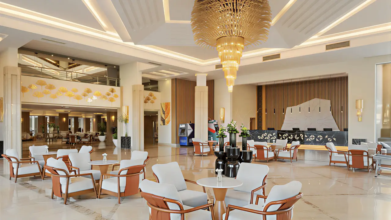 Eleganckie lobby w Albatros Beach Resort z wygodnymi fotelami