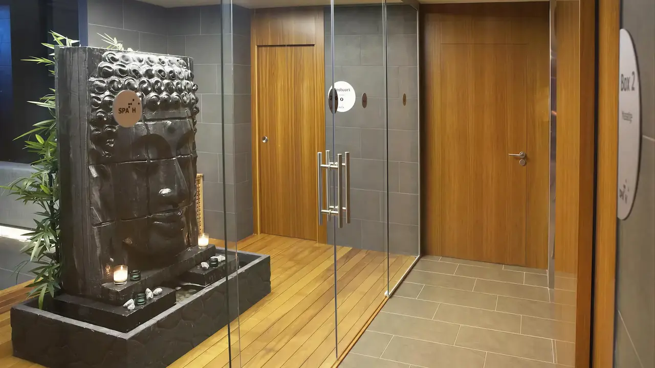 Strefa spa w Alegria Plaza Paris  z rzeźbą Buddy