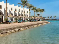 Leżaki i parasole nad brzegiem morza Arabia Azur