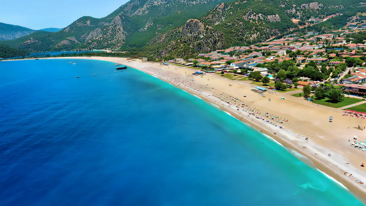 Widok na kompleks Belcekum Beach oraz piaszczystą plażę