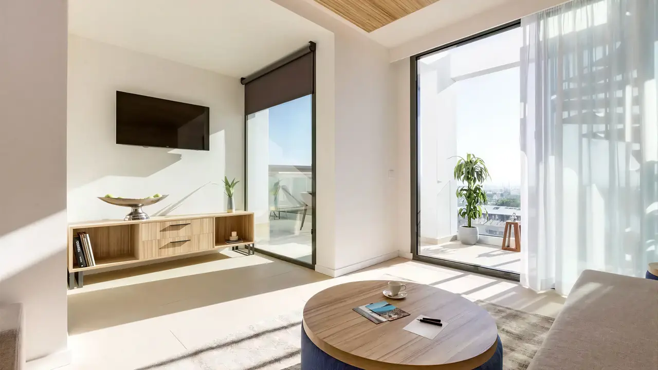 Nowoczesny salon w pokoju Bordoy Alcudia Port Suites