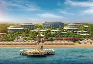 Widok na kompleks budynków Calista Luxury i plażę