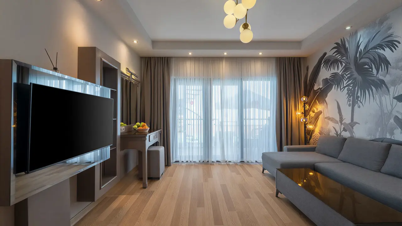 Nowoczesny salon w pokoju hotelowym Club Turan Prince World