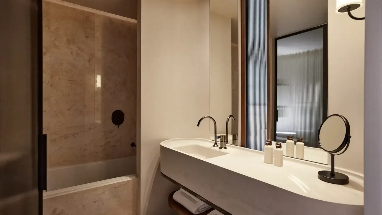 Nowoczesna łazienka w Daios Cove Luxury Resort & Villas z umywalką
