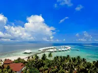 Widok na kompleks Diamonds Athuruga Beach & Water Villas z lotu ptaka