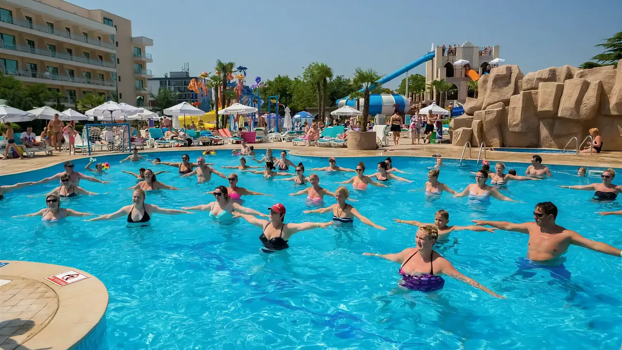 Aqua aerobik w basenie hotelu DIT Evrika Beach Club