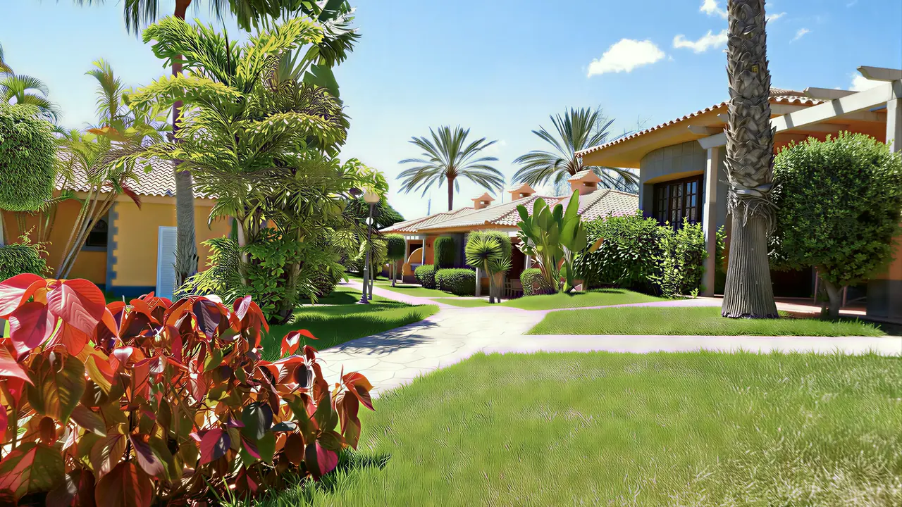 Zielony ogród z roślinnością w Dunas Suites & Villas Resort