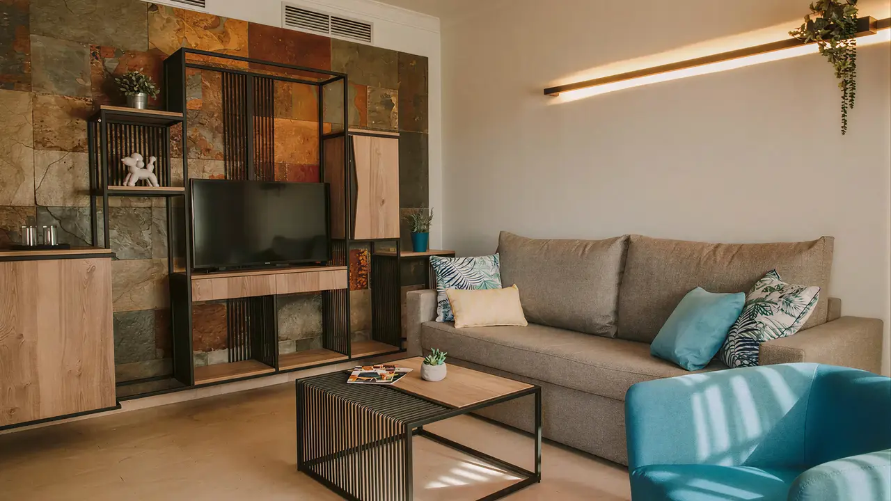 Nowoczesny salon w apartamencie Dunas Suites & Villas Resort