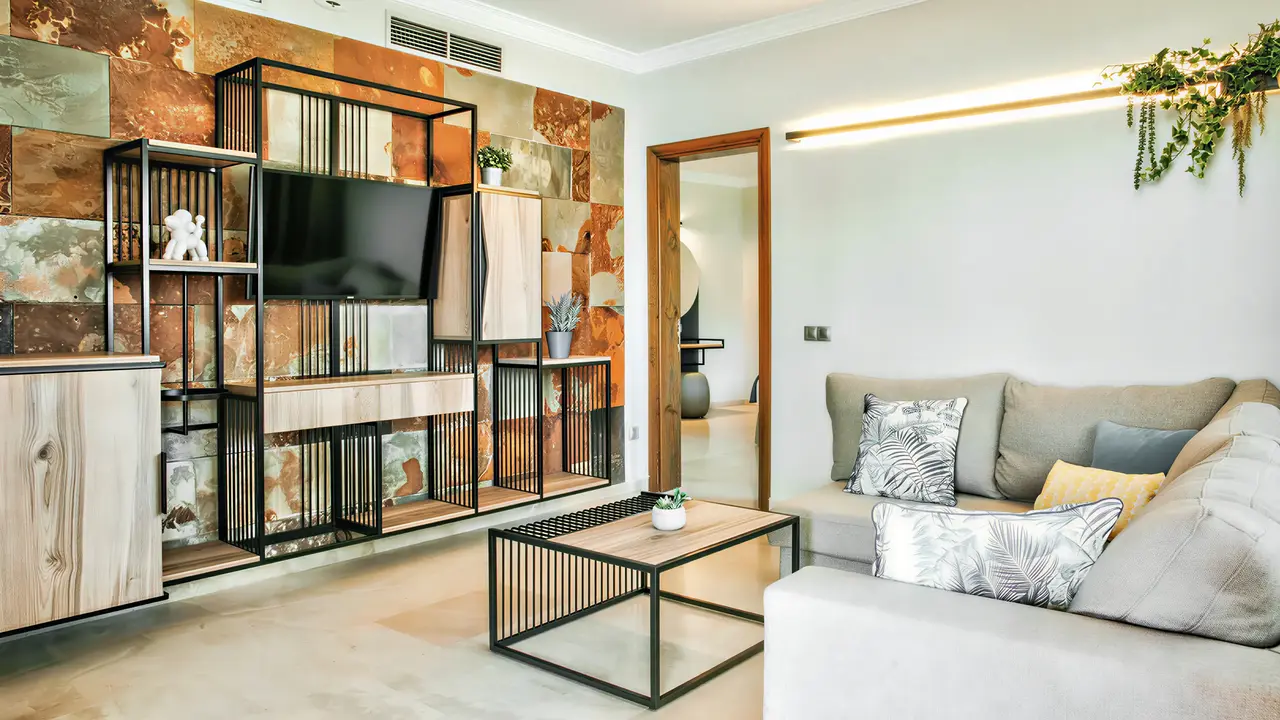 Nowoczesny salon w pokoju Dunas Suites & Villas Resort