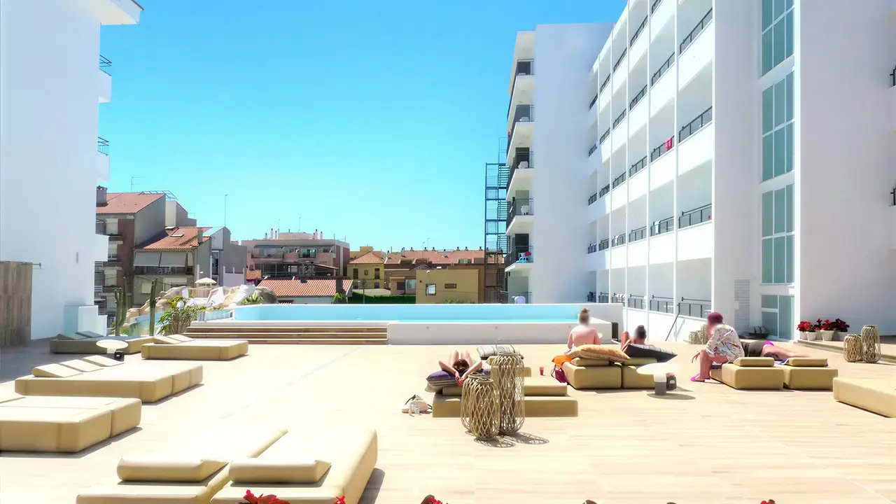 Basen i leżaki w FERGUS Club Pineda Splash