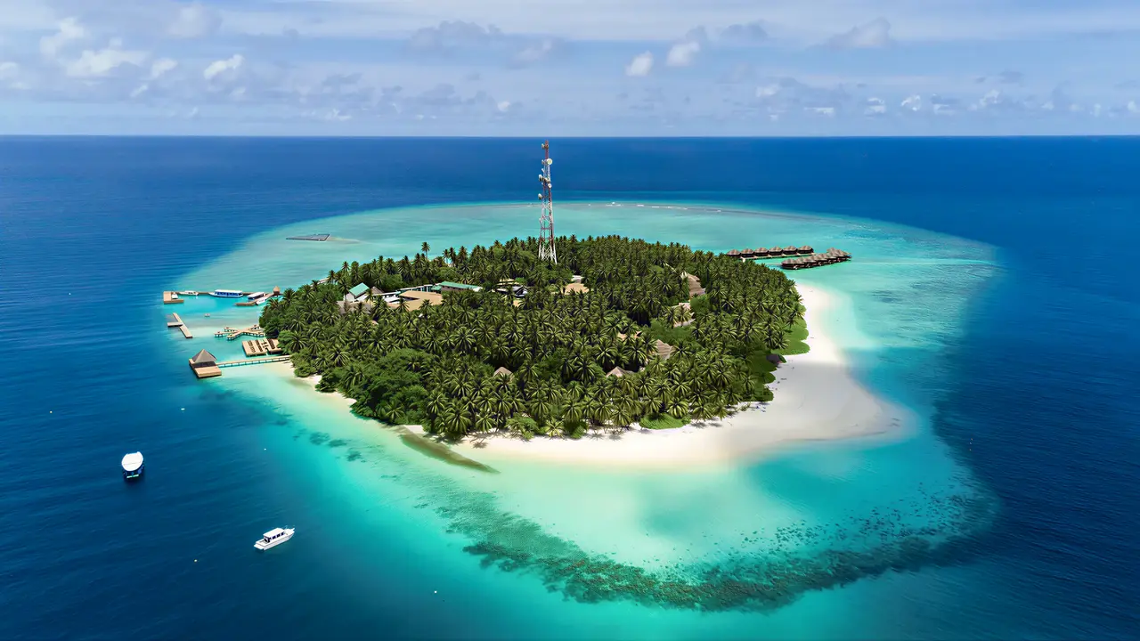 Widok z lotu ptaka na Fihalhohi Island Resort