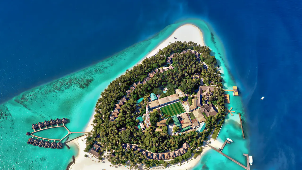 Widok z lotu ptaka na Fihalhohi Island Resort