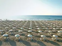 Plaża z parasolami i leżakami w Flamingo Grand Hotel & Spa