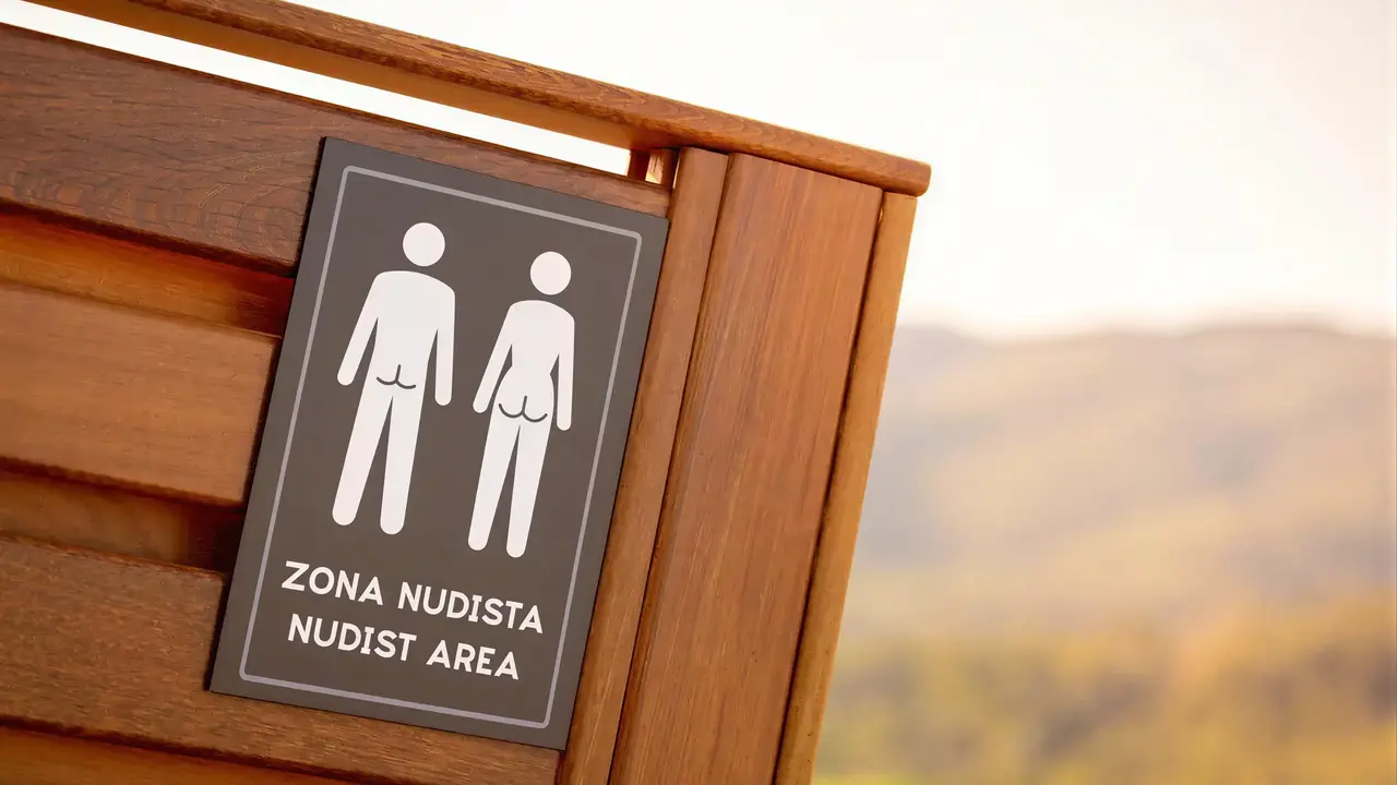 Znak strefy nudystów w Golden Bahia De Tossa