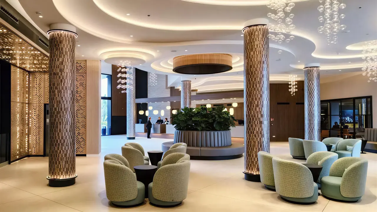 Nowoczesne wnętrze lobby w Golden Taurus Aquapark Resort