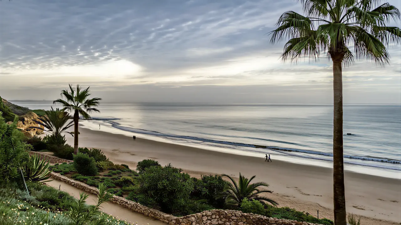 Piaszczysta plaża i morze przy Grande Real Santa Eulalia