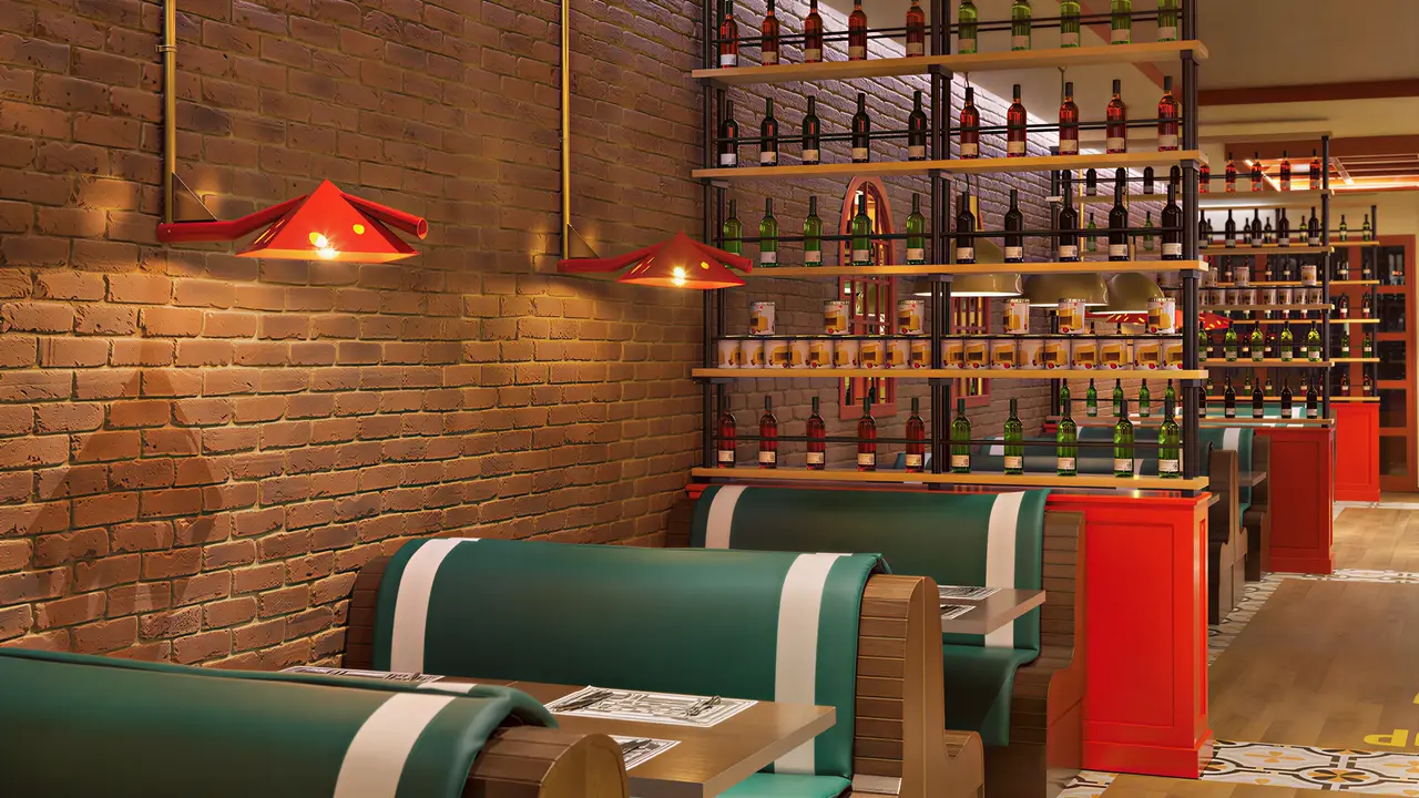 Wnętrze restauracji w H10 Tindaya z ceglaną ścianą