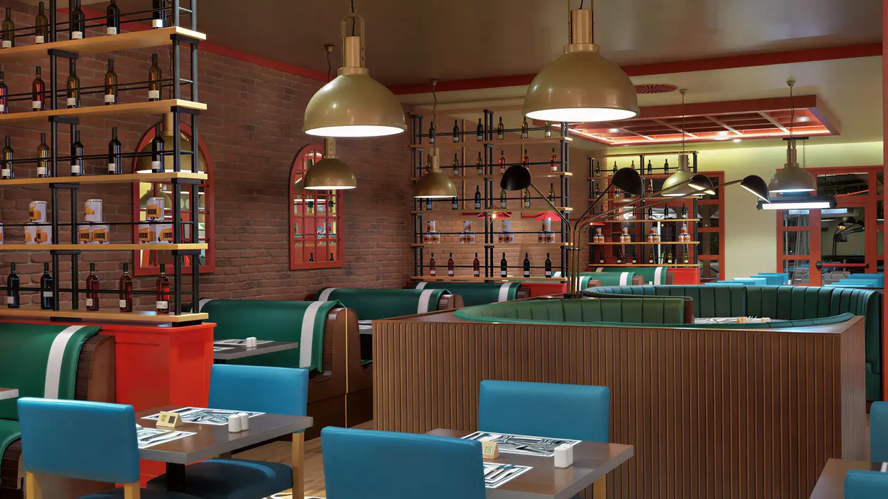 Restauracja w H10 Tindaya z niebieskimi krzesłami