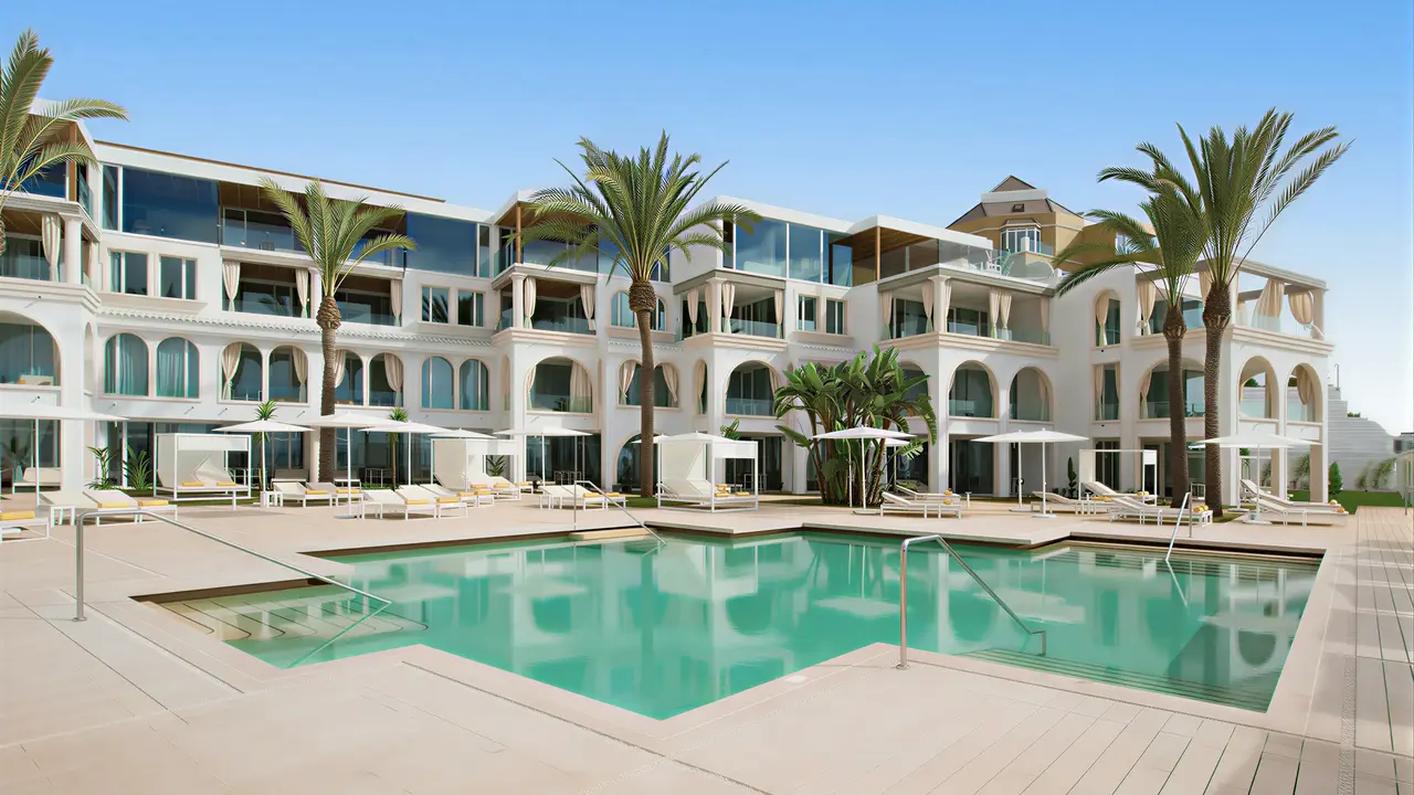 Basen z leżakami w Iberostar Grand Salome