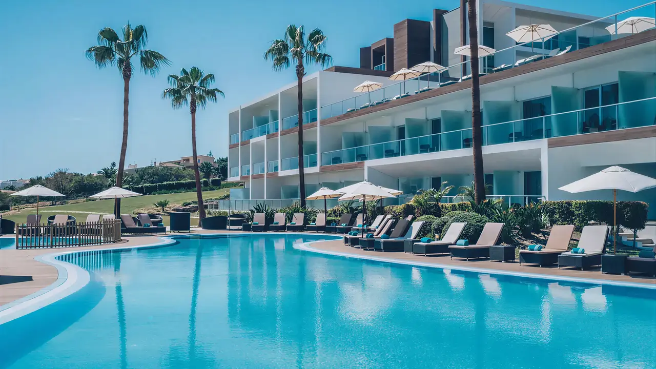 Basen z leżakami w hotelu Iberostar Lagos Algarve