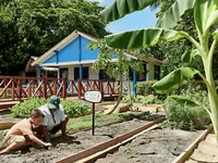 Dziecko i opiekun w ogrodzie Iberostar Origin Tainos