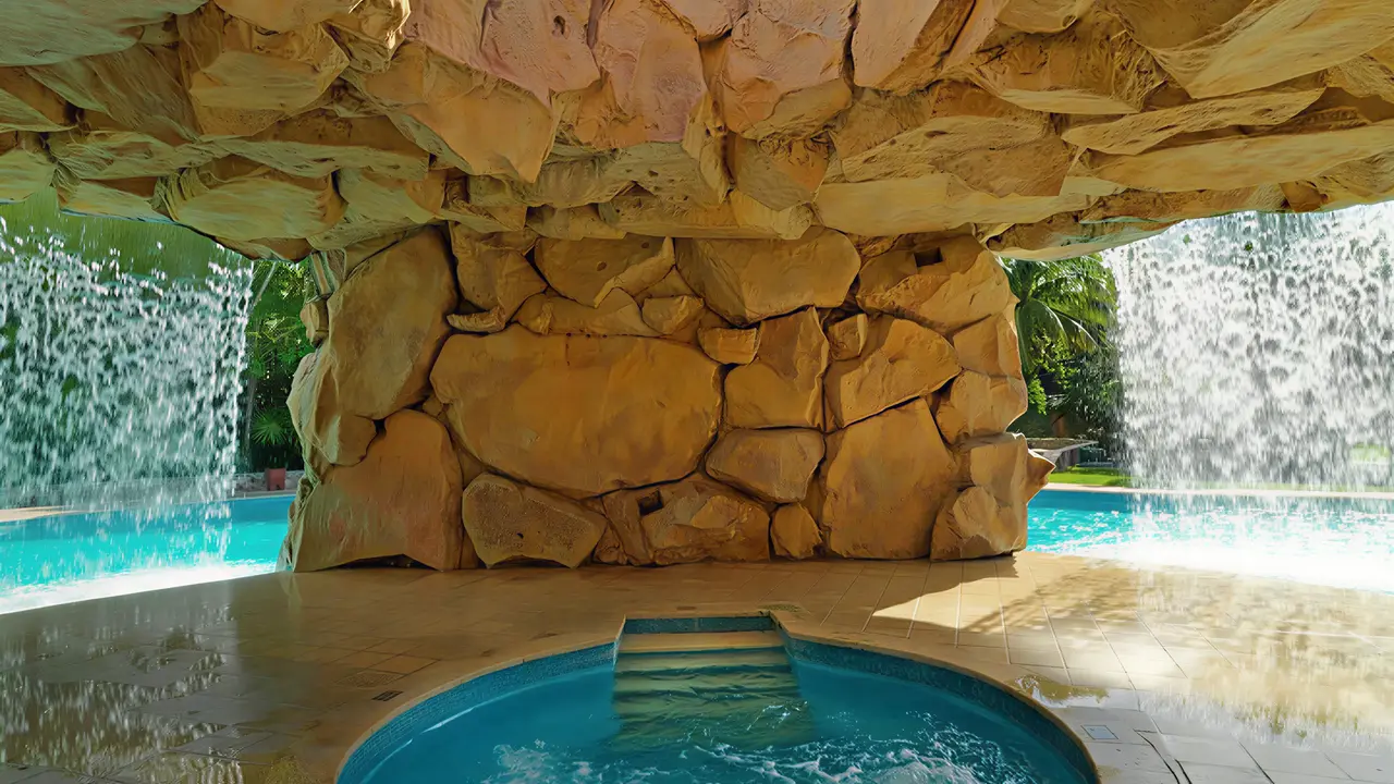 Jacuzzi pod wodospadem w Iberostar Paraiso Del Mar