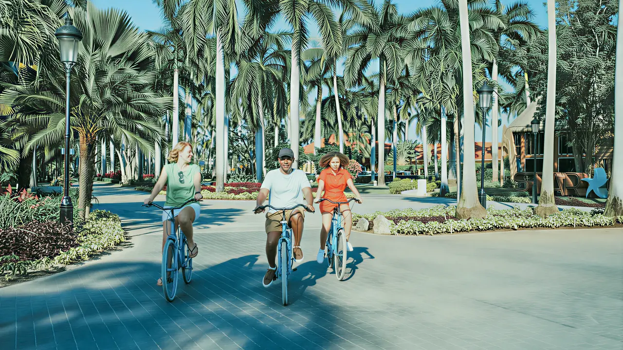 Ludzie jeżdżą na rowerach w Iberostar Paraiso Del Mar