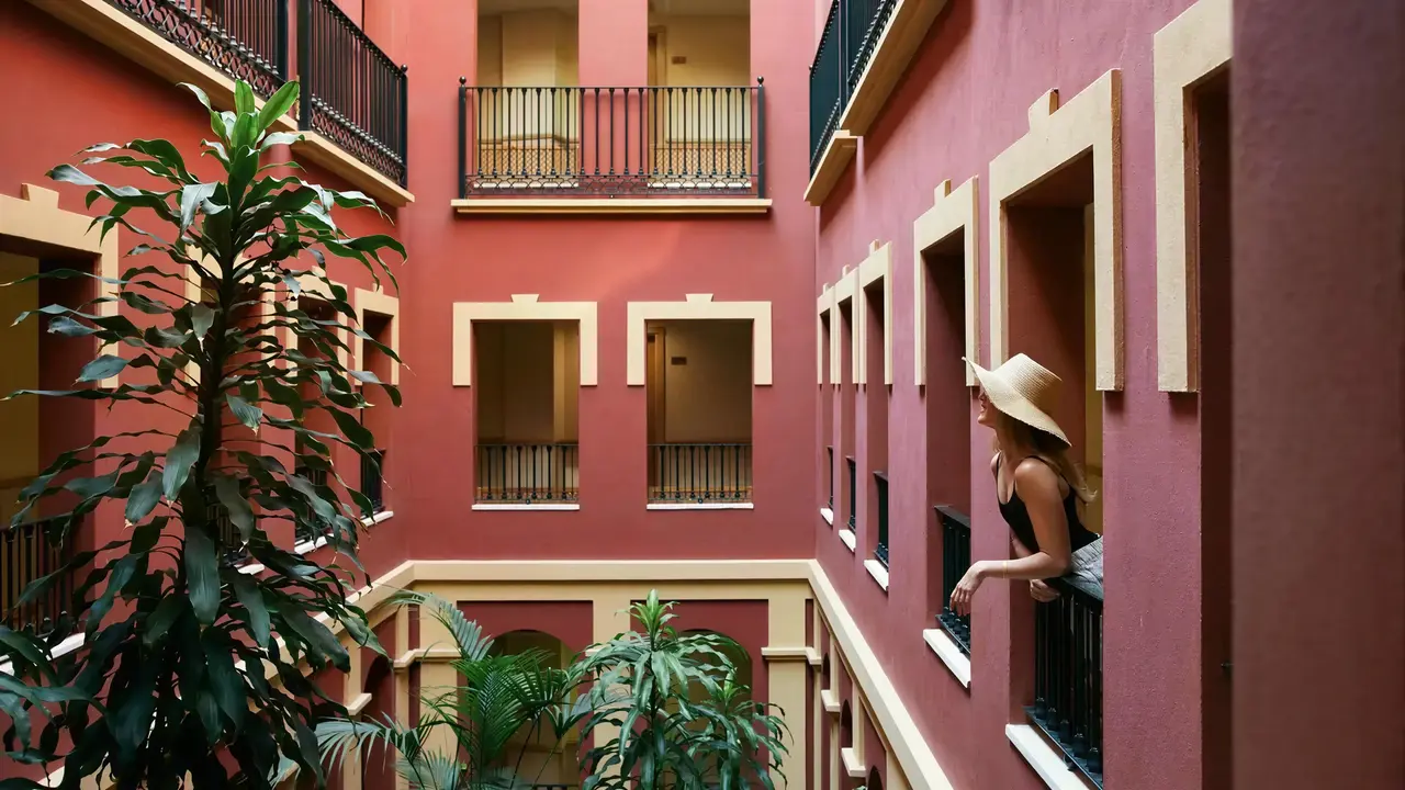 Wewnętrzny dziedziniec budynku Iberostar Waves Malaga Playa