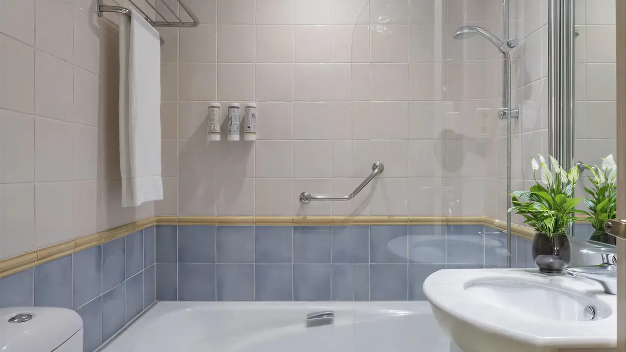 Łazienka z wanną i umywalką w Iberostar Waves Malaga Playa