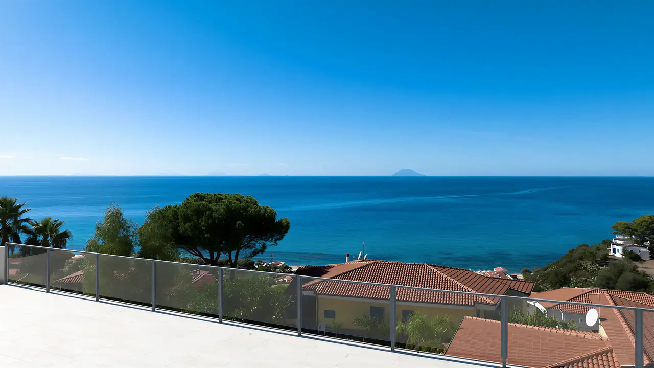 Widok na budynki i morze w La Conchiglia Suites & Spa