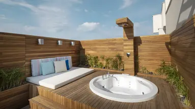 Prywatne jacuzzi na tarasie w Lara Barut Collection