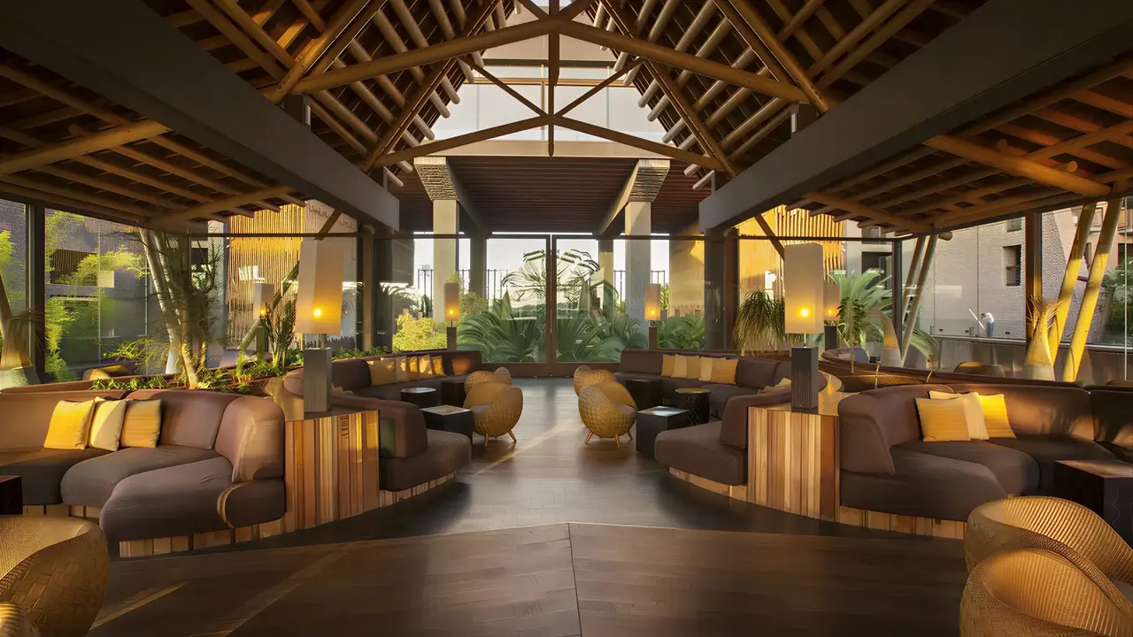 Wnętrze eleganckiego lobby w Lopesan Baobab Resort