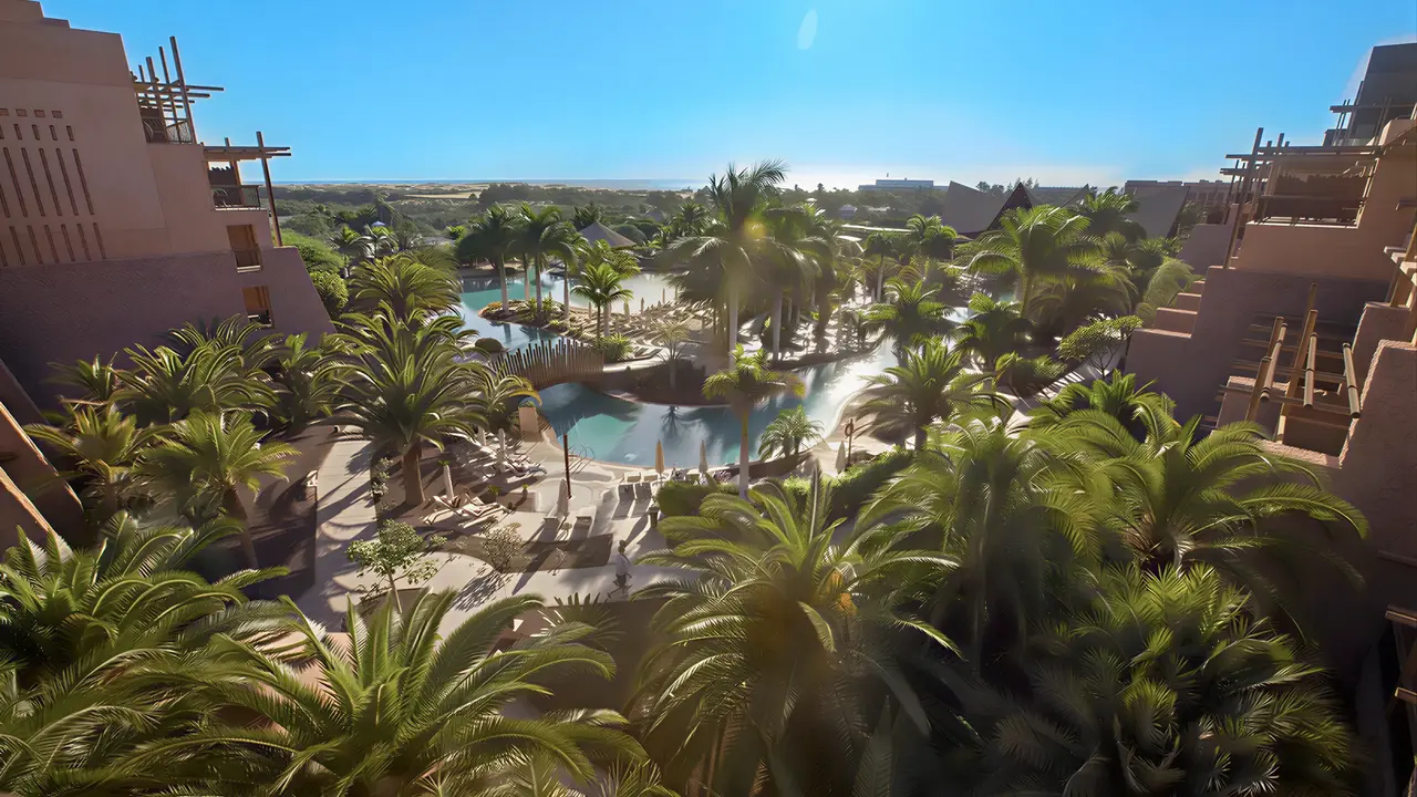 Widok na kompleks i baseny w Lopesan Baobab Resort