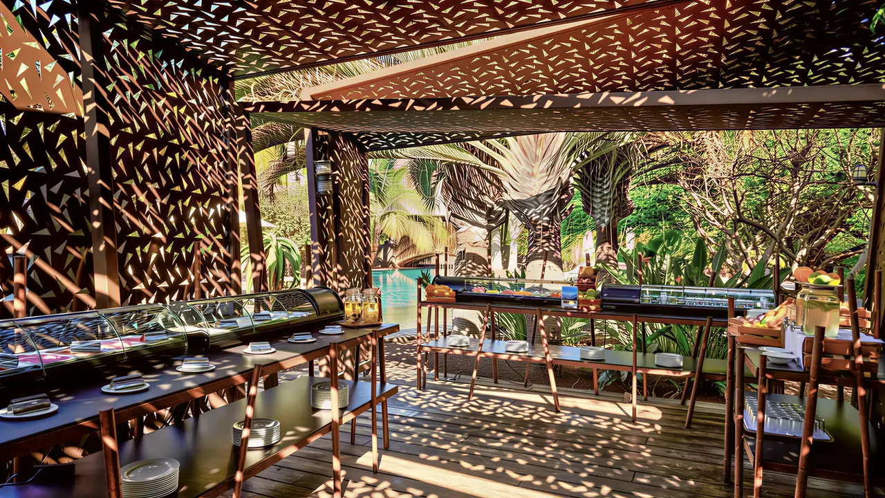Bufet z jedzeniem w Lopesan Baobab Resort