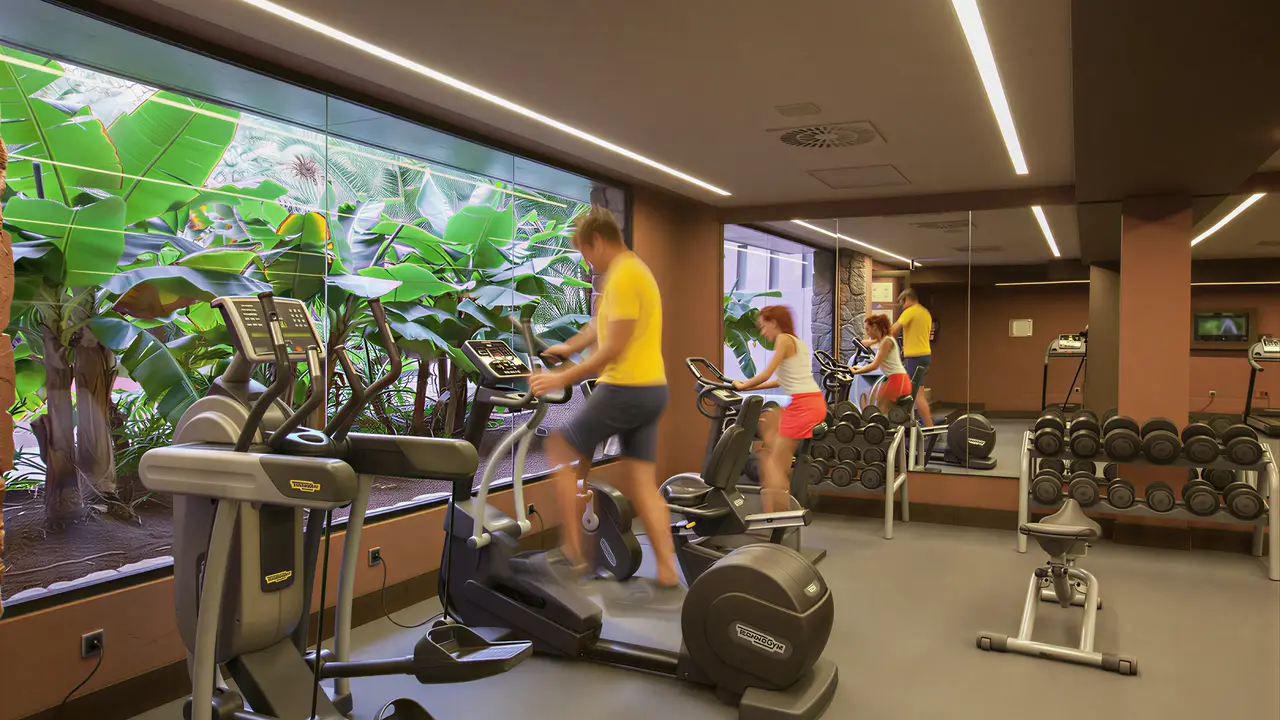 Siłownia w Lopesan Baobab Resort z nowoczesnym sprzętem fitness