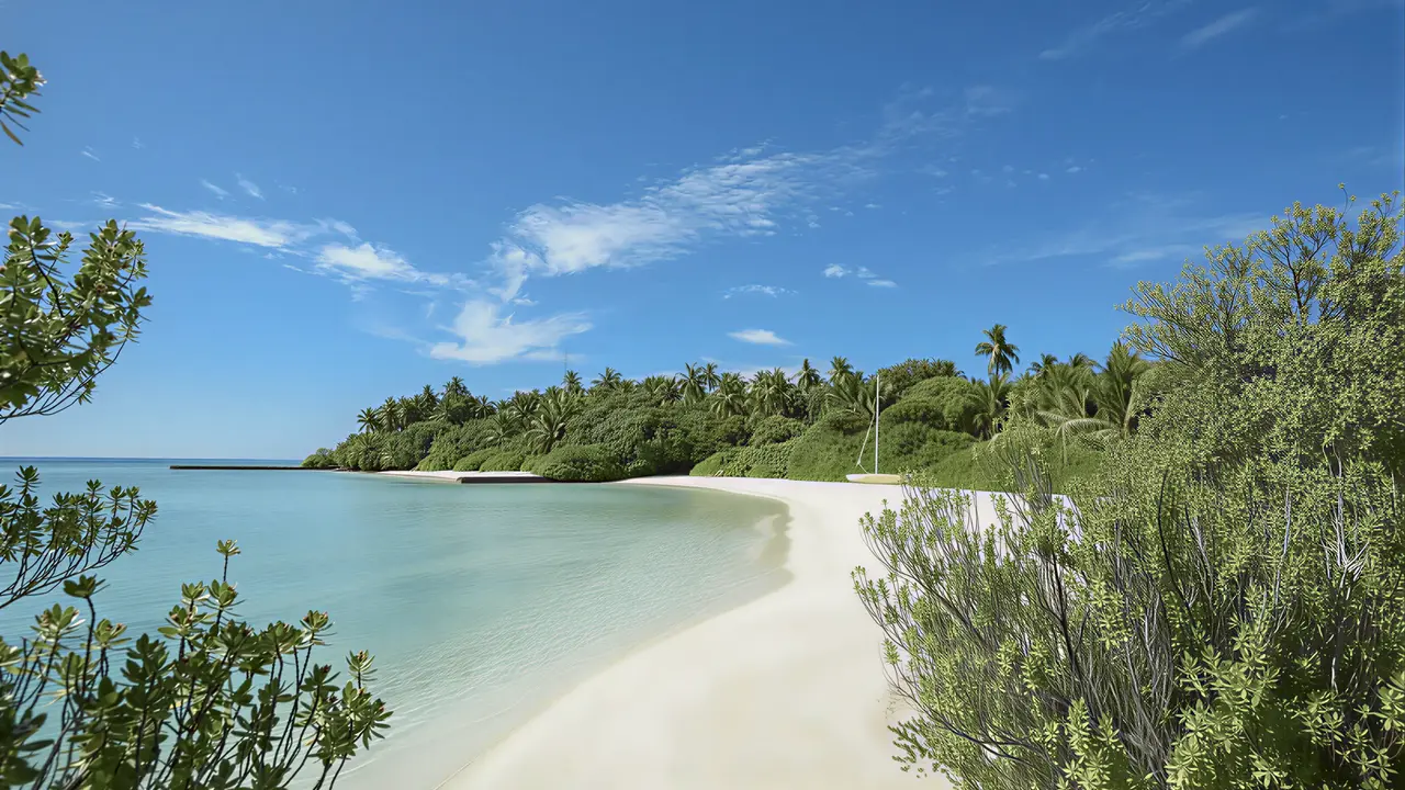 Biała piaszczysta plaża w Makunudu Island