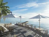 Taras nad brzegiem morza w Makunudu Island