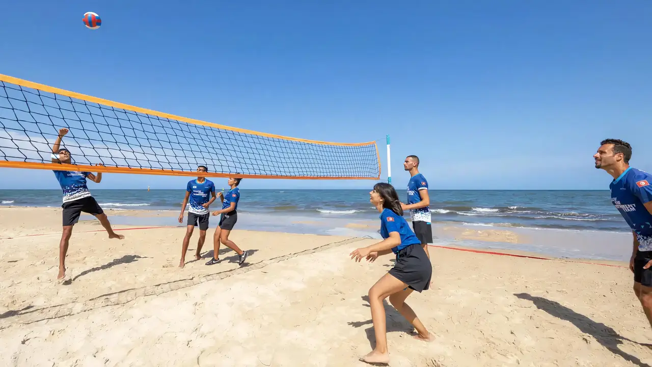 Gra w siatkówkę plażową w Marhaba Salem