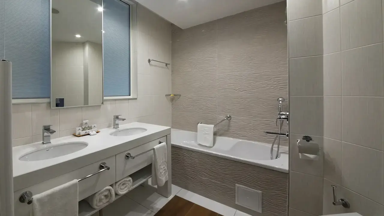 Nowoczesna łazienka w Maritim Paradise Blue Albena z wanną