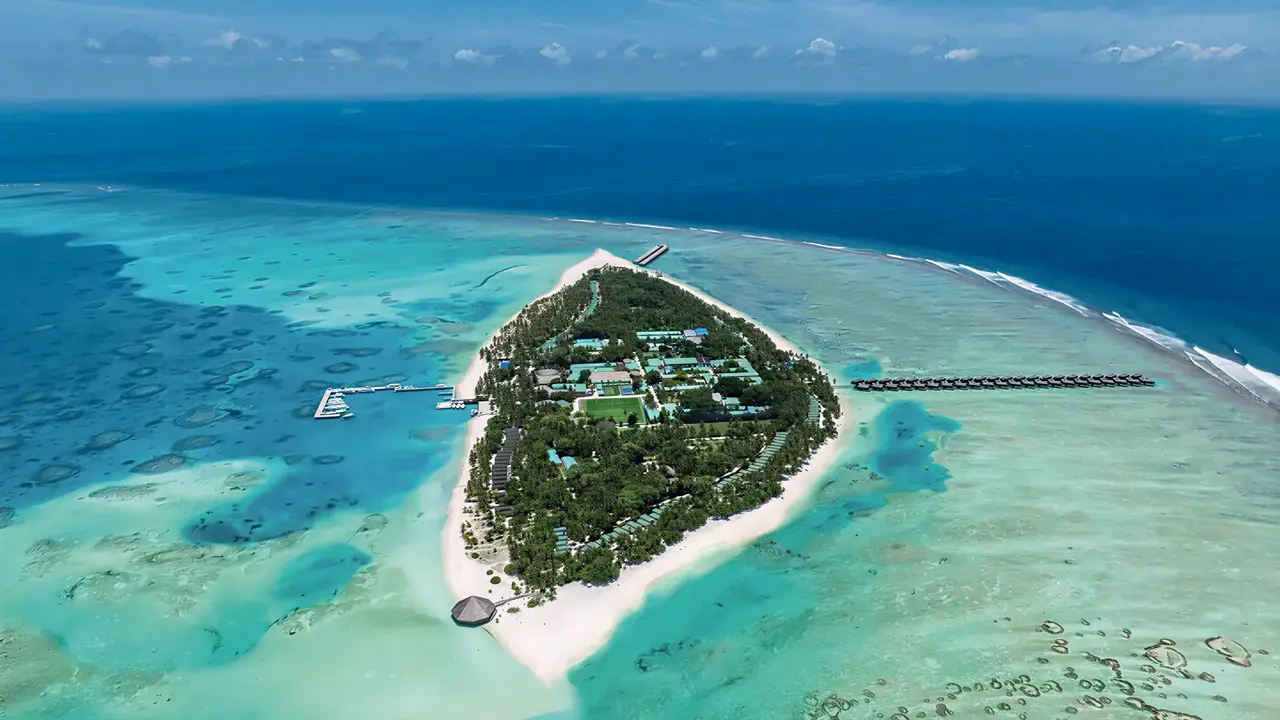 Widok z lotu ptaka na Meeru Island Resort