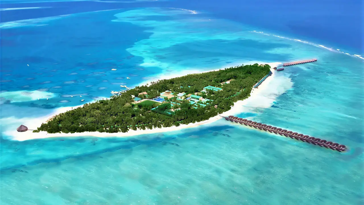 Widok z lotu ptaka na Meeru Island Resort