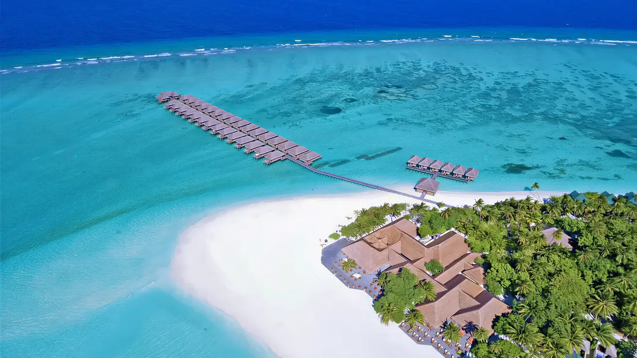 Widok z lotu ptaka na Meeru Island Resort