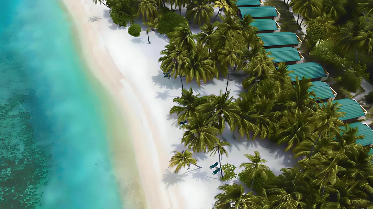 Widok z lotu ptaka na Meeru Island Resort