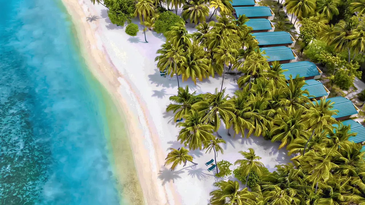 Widok z lotu ptaka na Meeru Island Resort