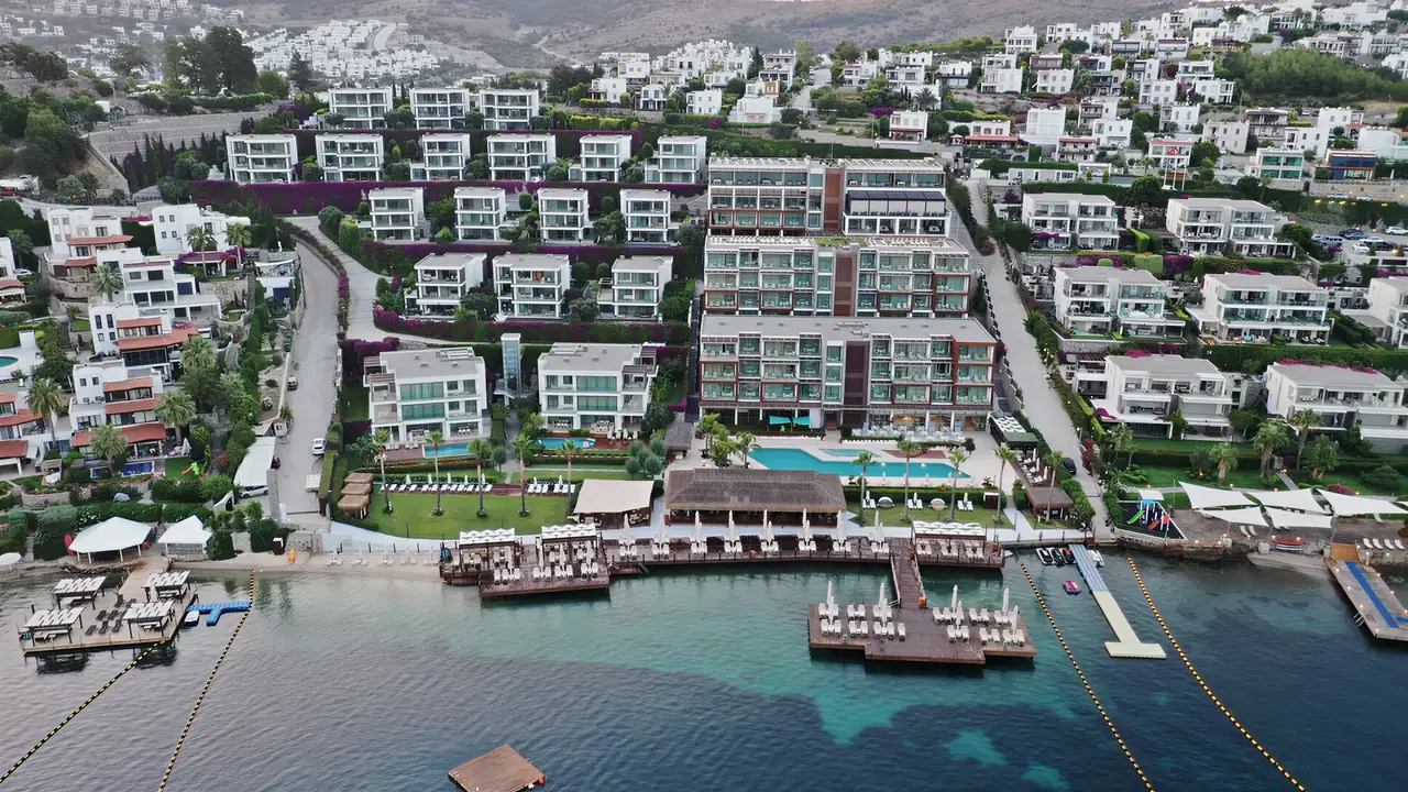 Widok z lotu ptaka na kompleks Mivara Luxury Resort & Spa Bodrum