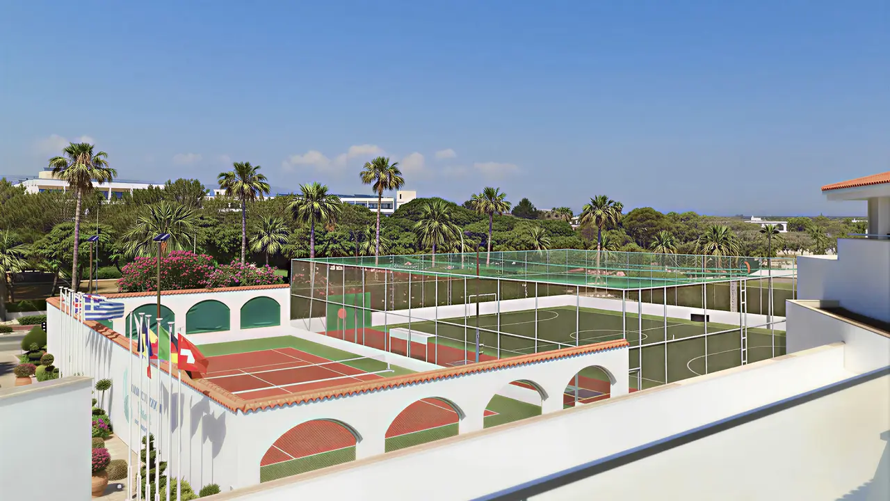 Korty tenisowe i boisko w Olympic Lagoon Resort Paphos