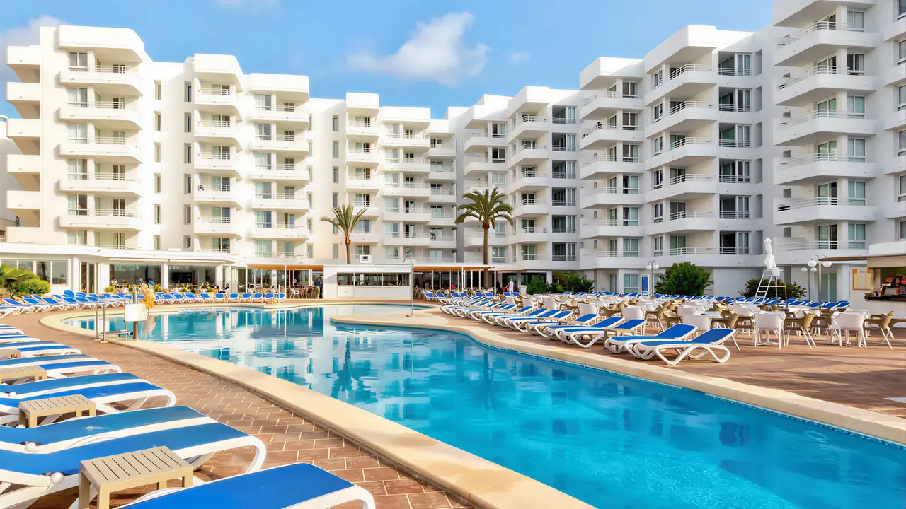 Basen z leżakami w hotelu Palia Sa Coma Playa