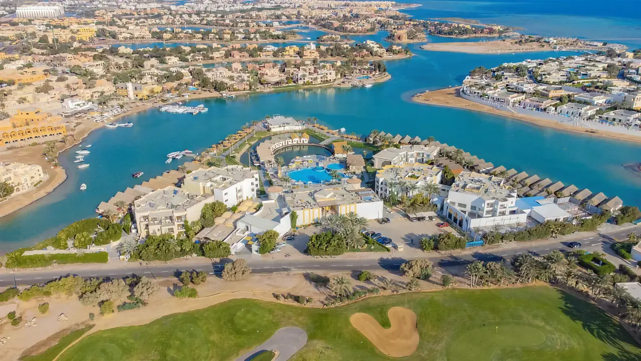 Widok z lotu ptaka na kompleks Panorama Bungalows El Gouna