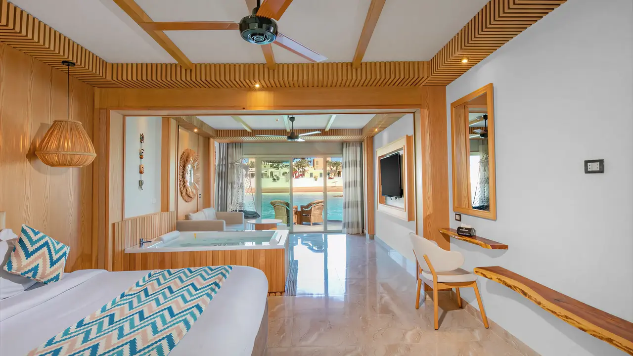 Wnętrze pokoju z łóżkiem w Panorama Bungalows El Gouna